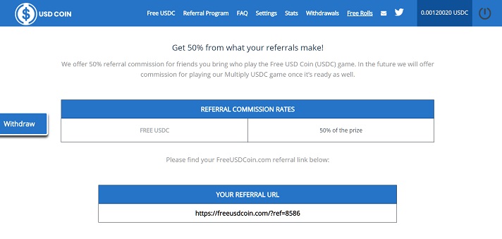 referral free usdcoin
